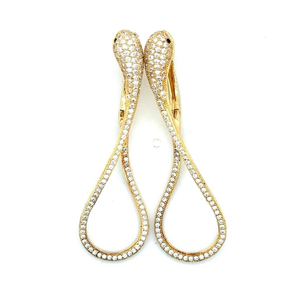 925 Gold Vermeil Snake Cz Earrings